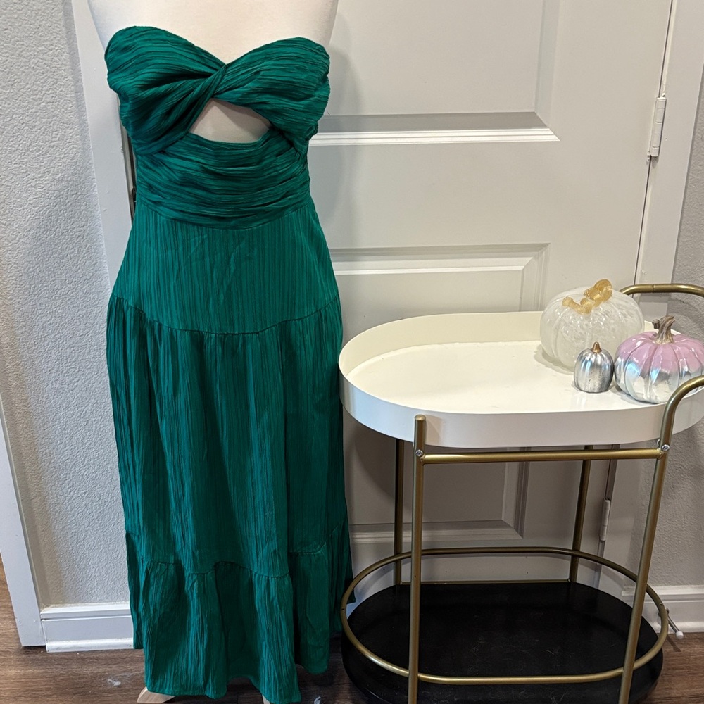 EUC THML Green Strapless Cutout Dress